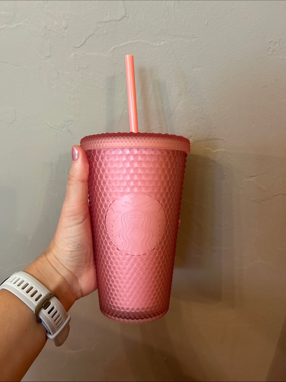 Starbucks Rose Pink Studded Reusable Cold Cup with Straw